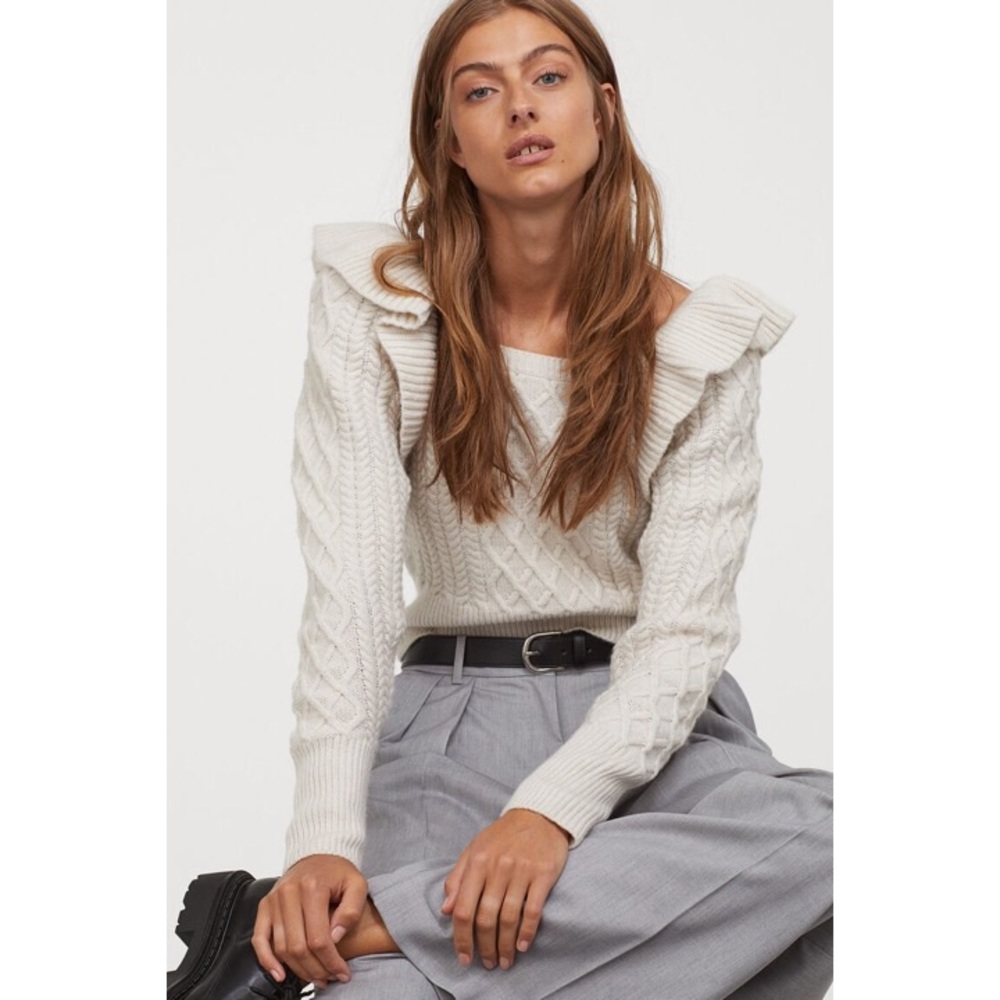 NWT H&M Flounced Cable-knit Sweater